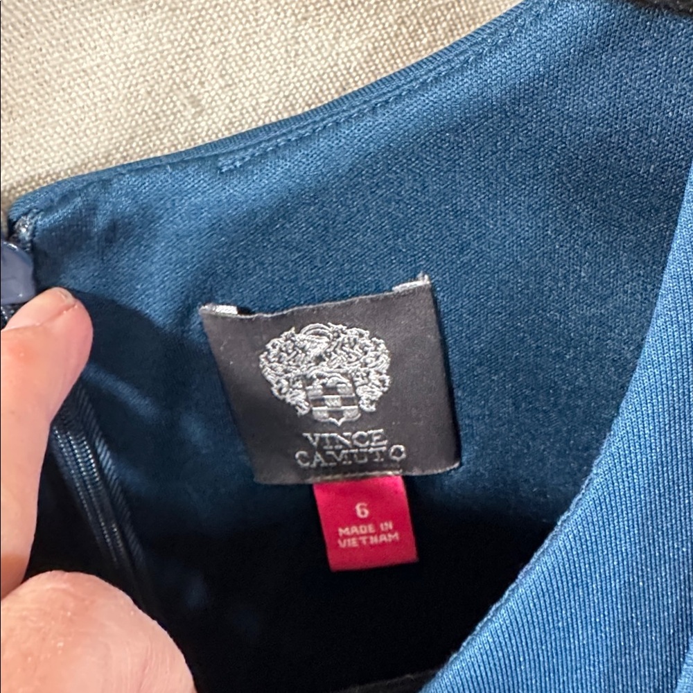 Vince Camuto Ruffle Dress Teal - Picture 2 of 5